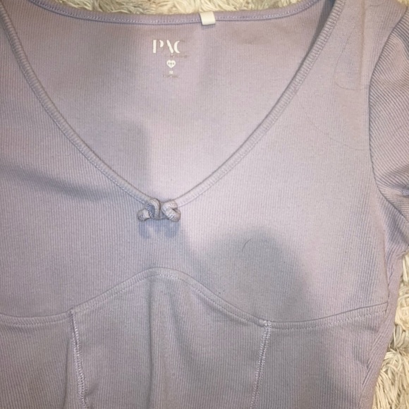 Lavender Ribbed Pacsun Crop Top - Picture 2 of 4